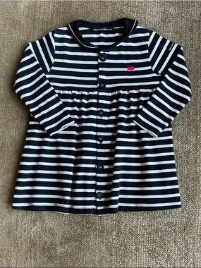 💗Striped Button-Front Knit Dress with Pink Whale Accent - Sz 5